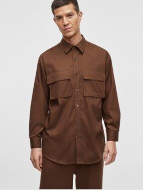 Mode of One Men's Long-Sleeve Button-Front Utility Shirt, SIZE M NWT